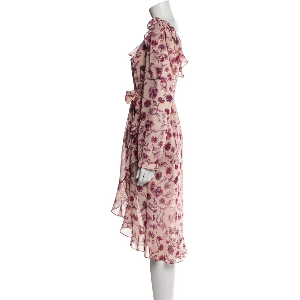 For Love and Lemons Floral One Shoulder Ruffle High-Low Midi Dress Wedding Guest - Picture 5 of 8